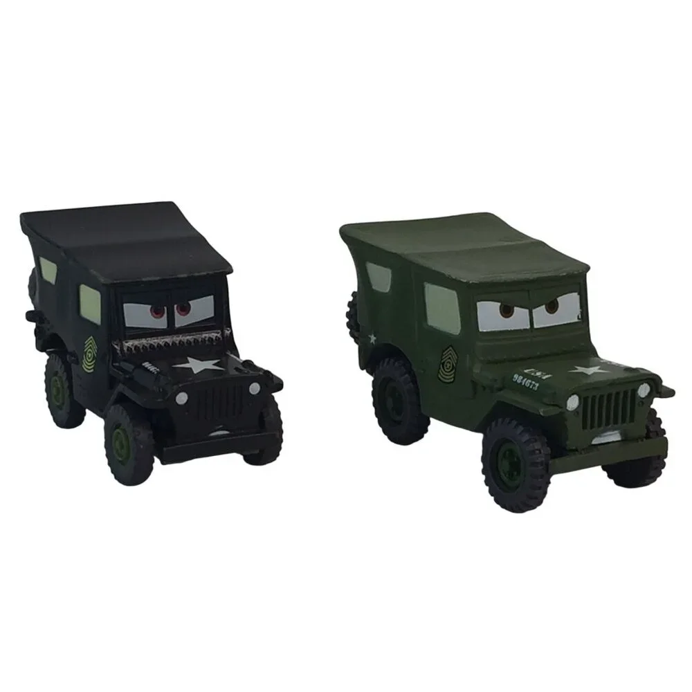 Disney Pixar Cars Sarge‎ Jeep Black and Green Lot of 2